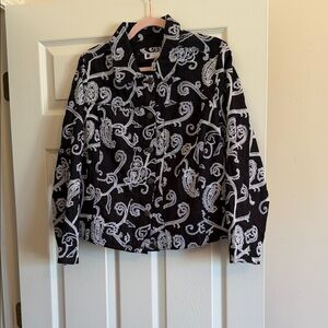 Carole Little VINTAGE Black and White Embroidered Jacket